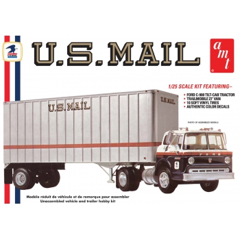 Plastikmodell-LKW & Anhänger 1:25 Ford C600 US Mail Truck w/USPS Trailer – AMT1326